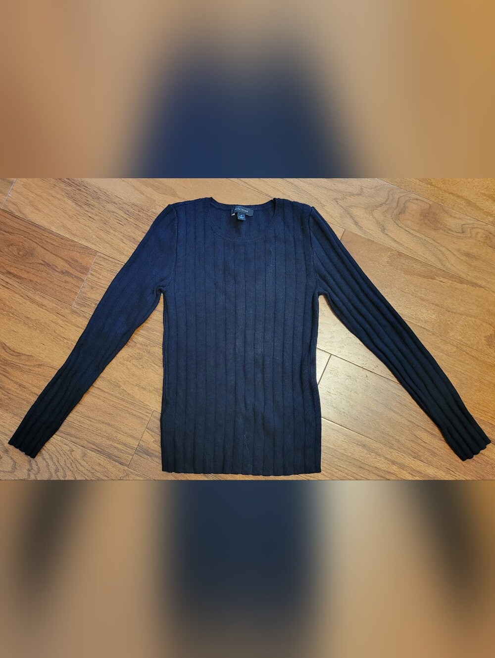 Womens Black Ribbed Crewneck Sweater